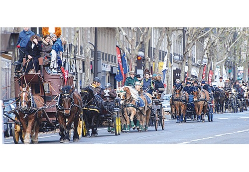 C’est désormais une tradition, une semaine avant le Salon du Cheval un immense défilé de chevaux est organisé dans les rues de Paris.