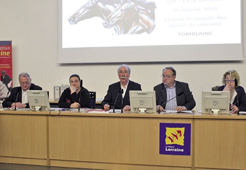 Autour de Jean-Louis Pinon, Jean-Claude Meng, Julianne Delahaize (IFCE) et Alain Lux président du CROS de Lorraine