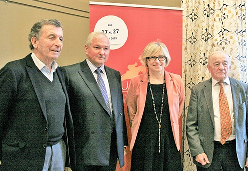 Jacques ROBERT, Alain LANDAIS, Hélène CEDILEAU, vice présidente du Conseil Départemental, chargée des Sports, Marc DAMIANS.