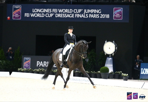 L’Allemande Isabell Werth a pris sa revanche sur l’Américaine Laura Graves avec Weihegold lors d'une reprise parfaite lord su Freestyle ce samedi (Photo FEI PSV)