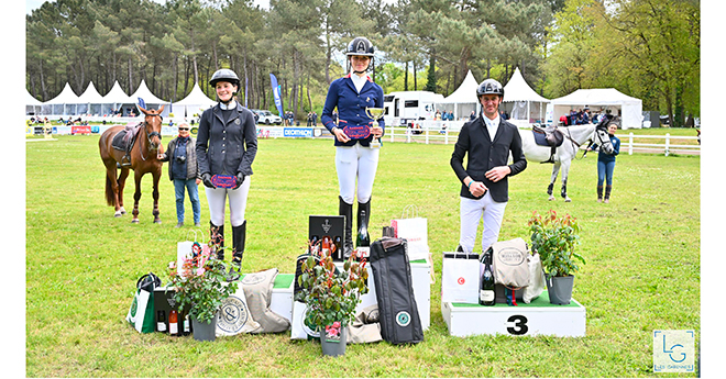 CCI 2*-L : 1. Maé Rinaldi/Kirwan; 2. Julie Gordon/Don't Worry de Lameth; 3. Mathieu Chombart/Big Boss Melo (© Les Garennes)