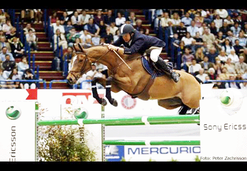 Bruno Broucqsault et Dilème de Cèphe remportent la seule coupe du monde française, en 2004 (Photo Peter Zachrisson, FEI)