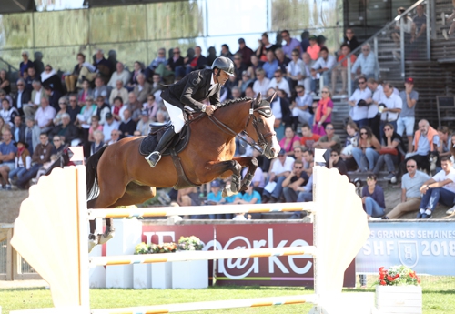 Crésus de Champloue et son cavalier d’alors, Eric Lelièvre, à la finale des 6 ans de Fontainebleau en 2018
