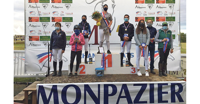 Le podium du championnat de France Amateur Elite Grand Prix 2020 (© FFE DR)