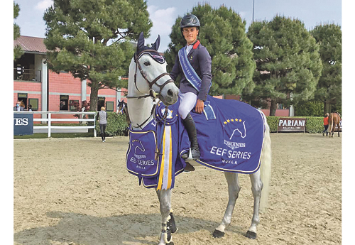 Aurélien Leroy, 1re sélection en équipe de France, et double sans-faute lors du CSIO de Gorla Minore avec Croqsel de Blaignac (Ugano Sitte)