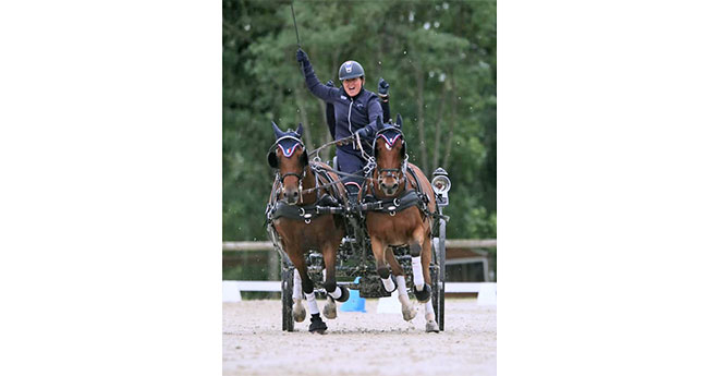 Louise Fillon, Tiesto et Hardo Hoeve's Hilbert, médaille de bronze en attelage paire (© Mélanie Guillamot)