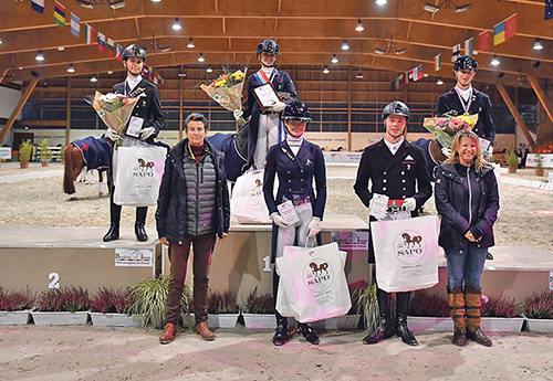 As jeunes cavaliers : 1. M. Pinto/Hot Bit de la Gesse, 73,337; 2. A. Cheret/Doruto, 69,461; 3. A. Barthel/Bambino de Massa, 69,372