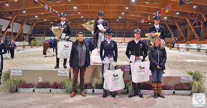 As jeunes cavaliers : 1. M. Pinto/Hot Bit de la Gesse, 73,337; 2. A. Cheret/Doruto, 69,461; 3. A. Barthel/Bambino de Massa, 69,372