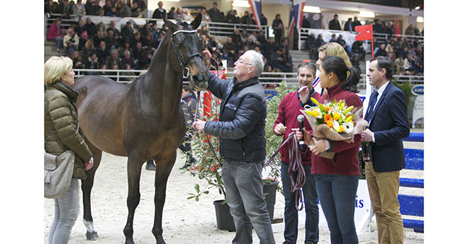 Au salon des étalons de Saint-Lô en 2017 avec son naisseur Herbert Diederich (Photo ER)