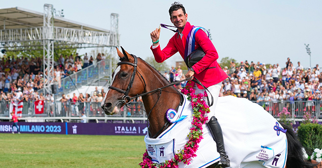 Steve Guerdat et Dynamix de Belheme à Milan (©Sportfot)